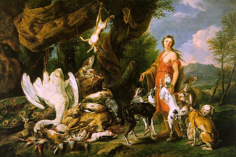  Jan  Fyt Diana with her Hunting Dogs Beside the Kill Germany oil painting art